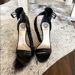 Faux Croc Strapped Heels